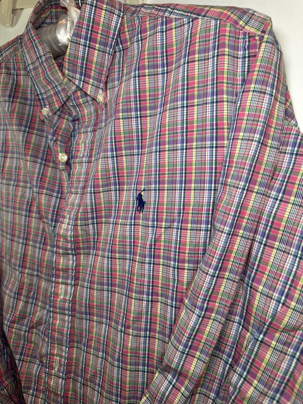 Polo Ralph Lauren Classic Fit Button Down Shirt Men’s M Pink Plaid Long Sleeve